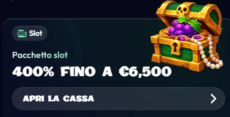 `pacchetto slot bonus 400 percento fino a 6500 euro`